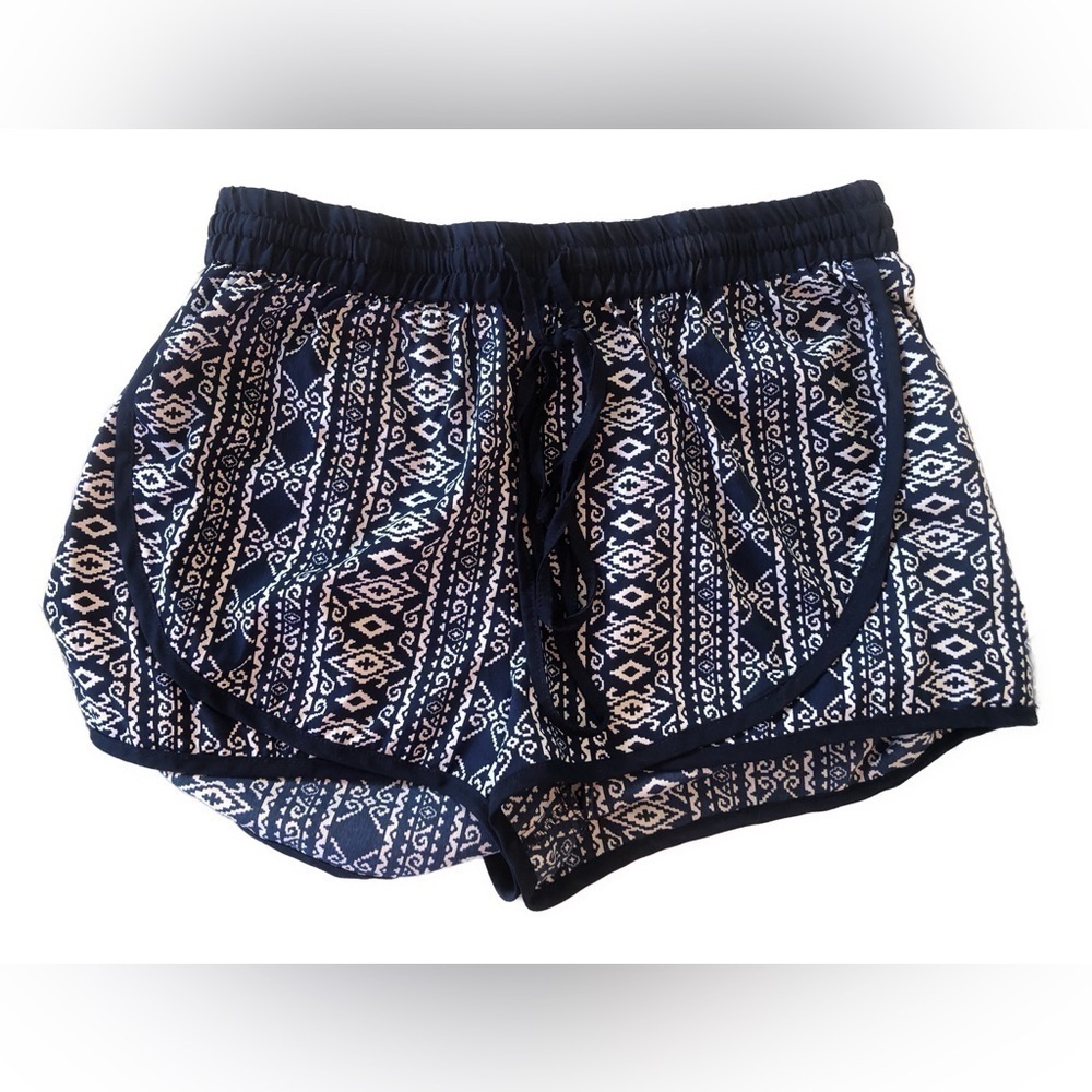 Juniors Small Beware Navy Blue and White Tribal Shorts